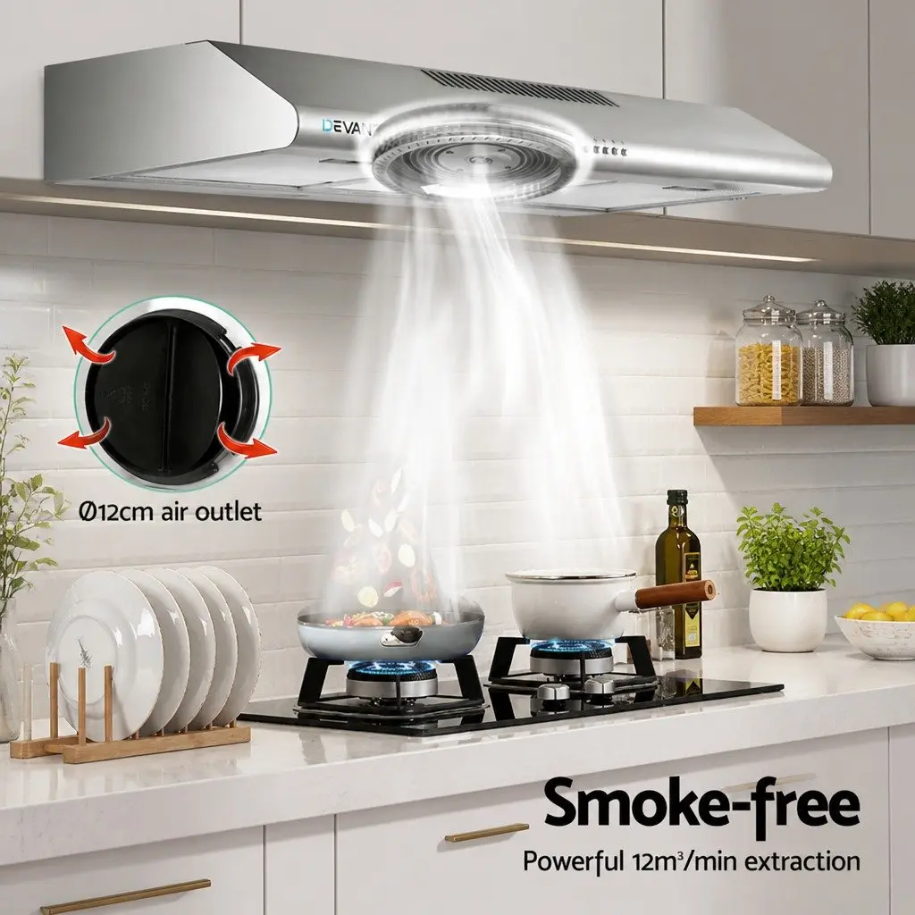 Range Hood Stainless Steel 900mm Ducted Kitchen Extractor Fan Silver 3-Speed