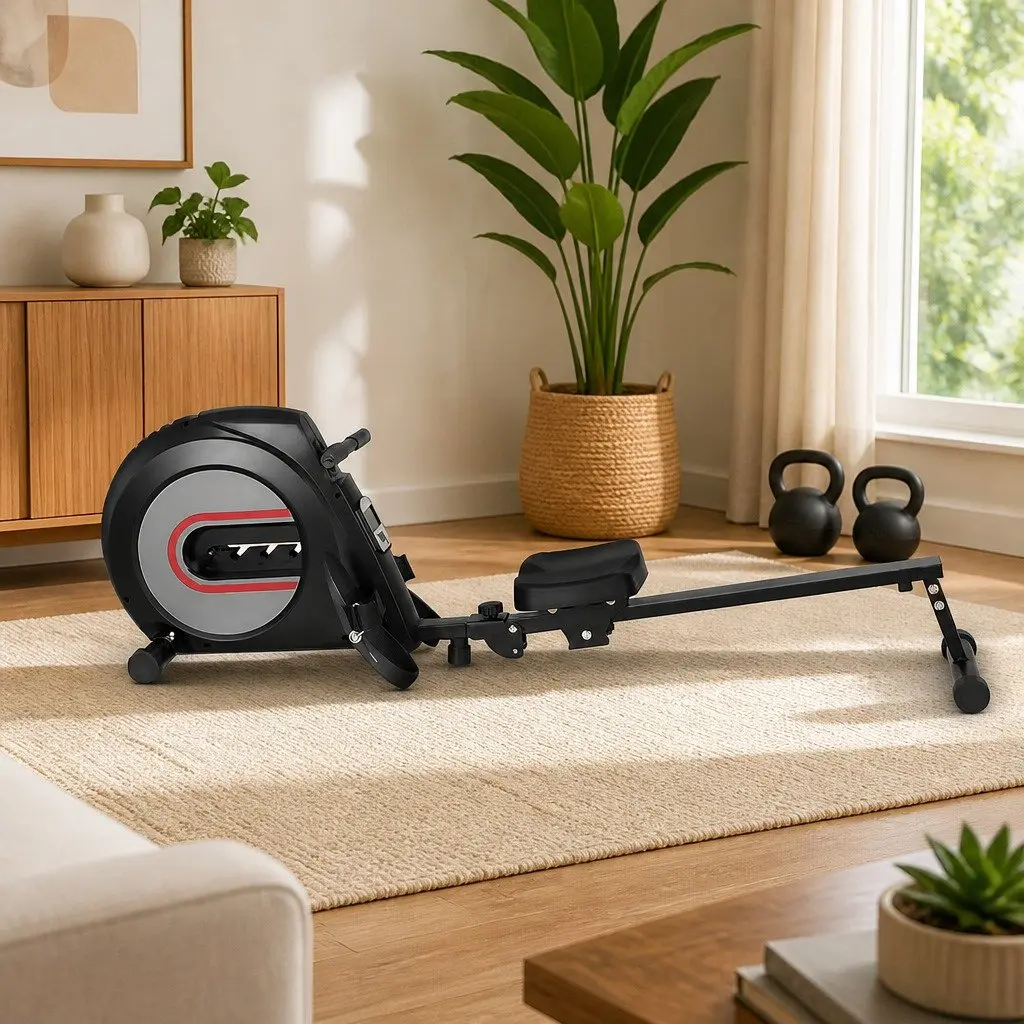 Rowing Machine Elastic Rope Resistance Home Cardio Fitness Rower Black 150kg