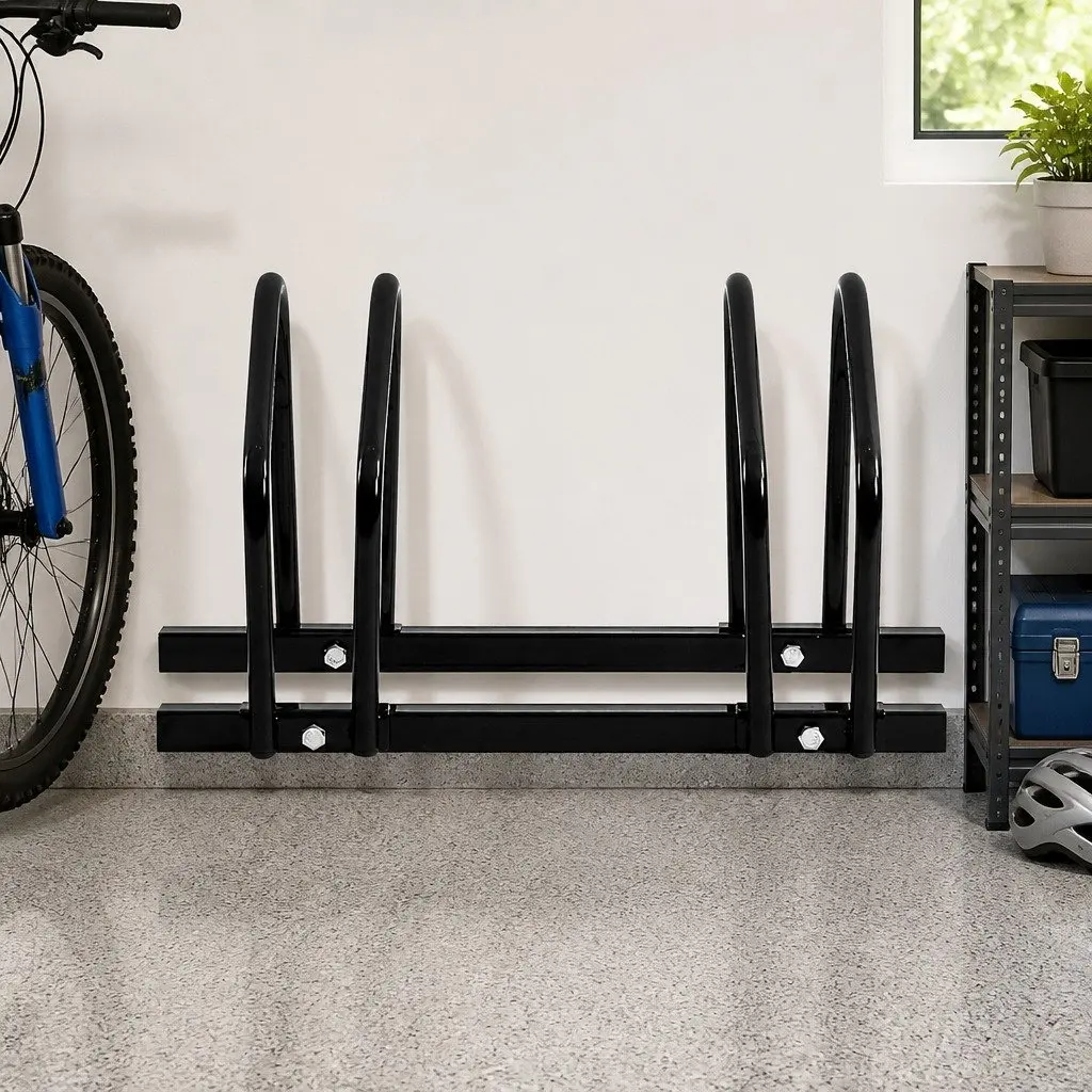 5 Bikes Upright Bicycle Rack Steel Black Indoor Outdoor Storage