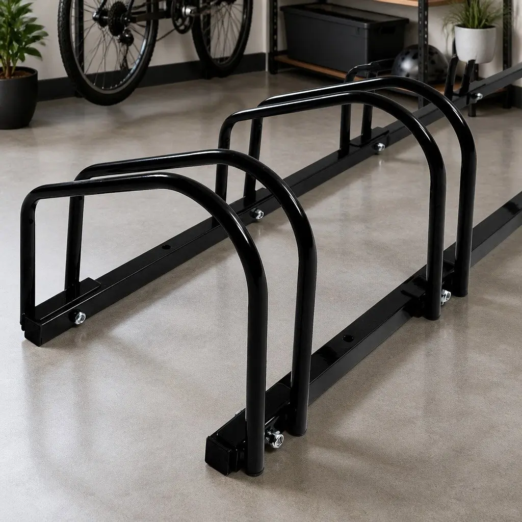 Bike Parking Stand Steel 6 Bike Capacity Upright Storage Rack Black