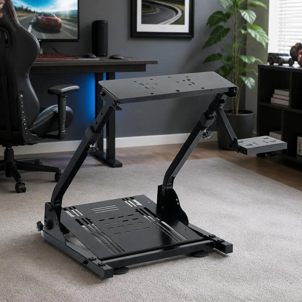 Racing Simulator Stand Carbon Steel Foldable Adjustable Gaming Chair Black