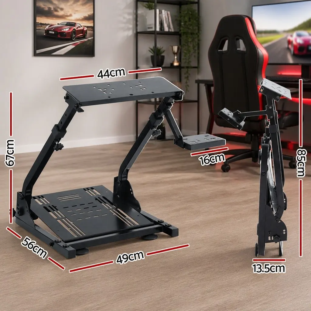 Racing Simulator Stand Carbon Steel Foldable Adjustable Gaming Chair Black