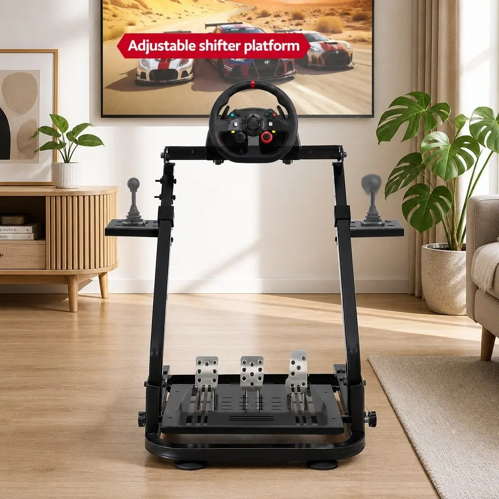 Racing Simulator Stand Carbon Steel Foldable Adjustable Gaming Chair Black