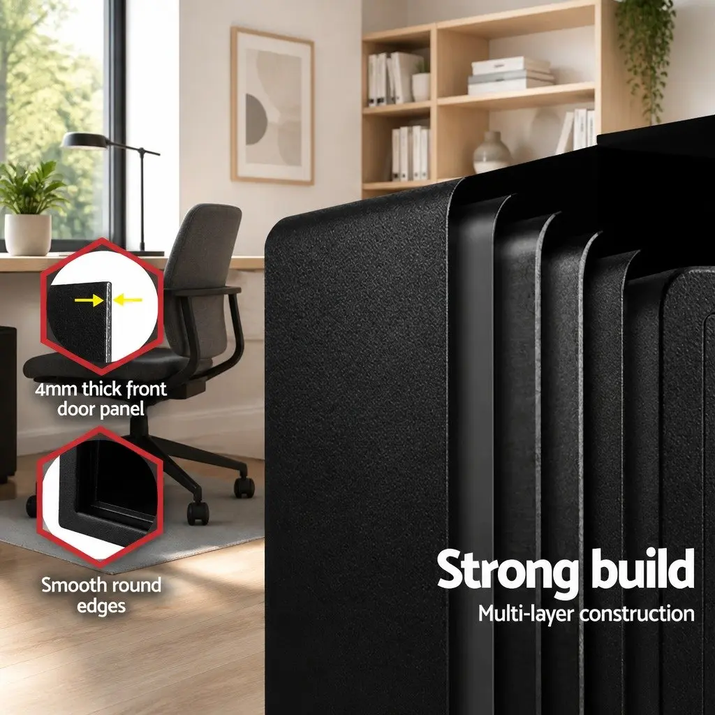 Electronic Digital Safe Box Steel 8.5L Black Home Office Security Cash Deposit Keypad