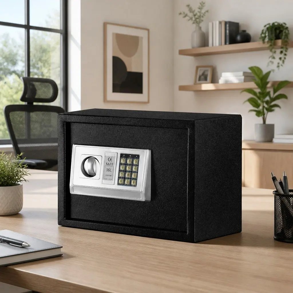 Electronic Digital Safe Box Steel 16L Black Home Office Security
