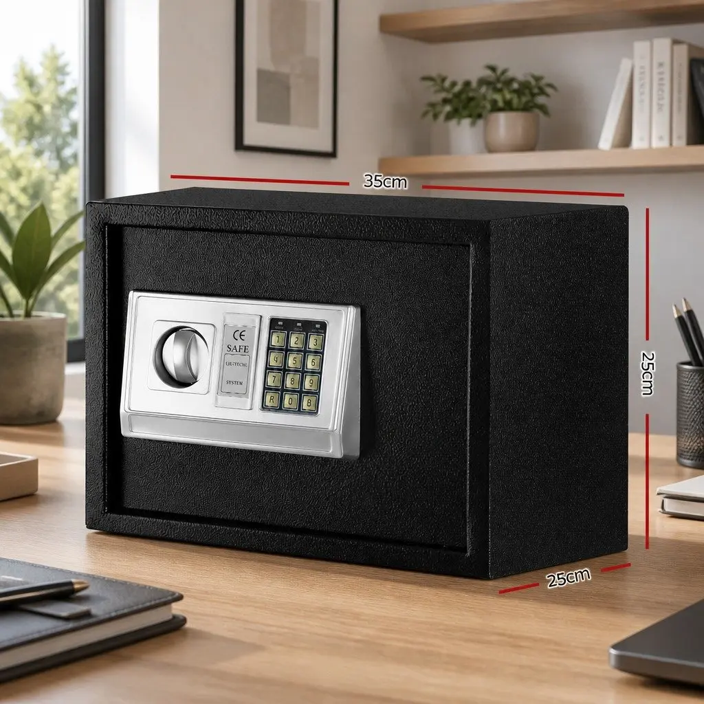 Electronic Digital Safe Box Steel 16L Black Home Office Security