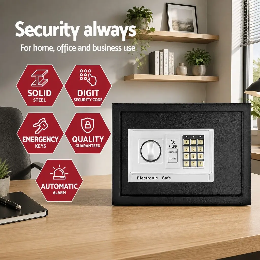 Electronic Digital Safe Box Steel 16L Black Home Office Security
