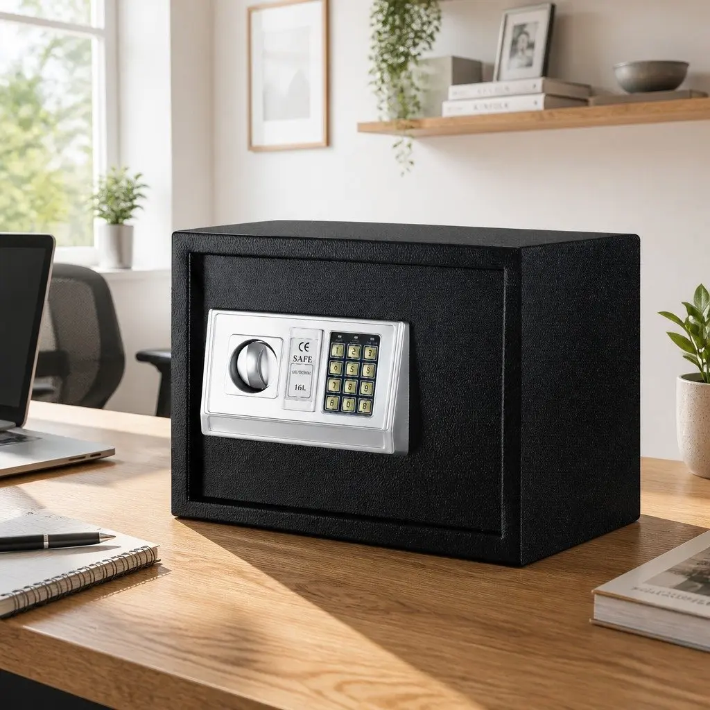 Electronic Digital Safe Box Steel 16L Black Home Office Security