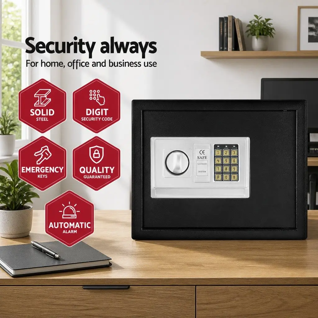 Digital Safe Box Steel 20L Black Home Office Security