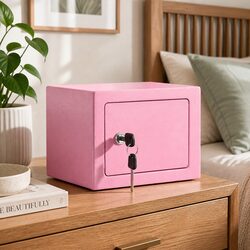 Small Safe Box 6.5L Pink Mini Home Security Cash Storage Key Lock Compact