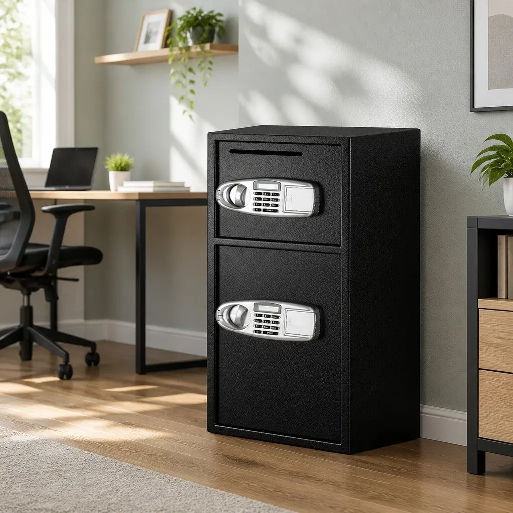 Digital Security Safe Box Steel Double Door 80cm Black