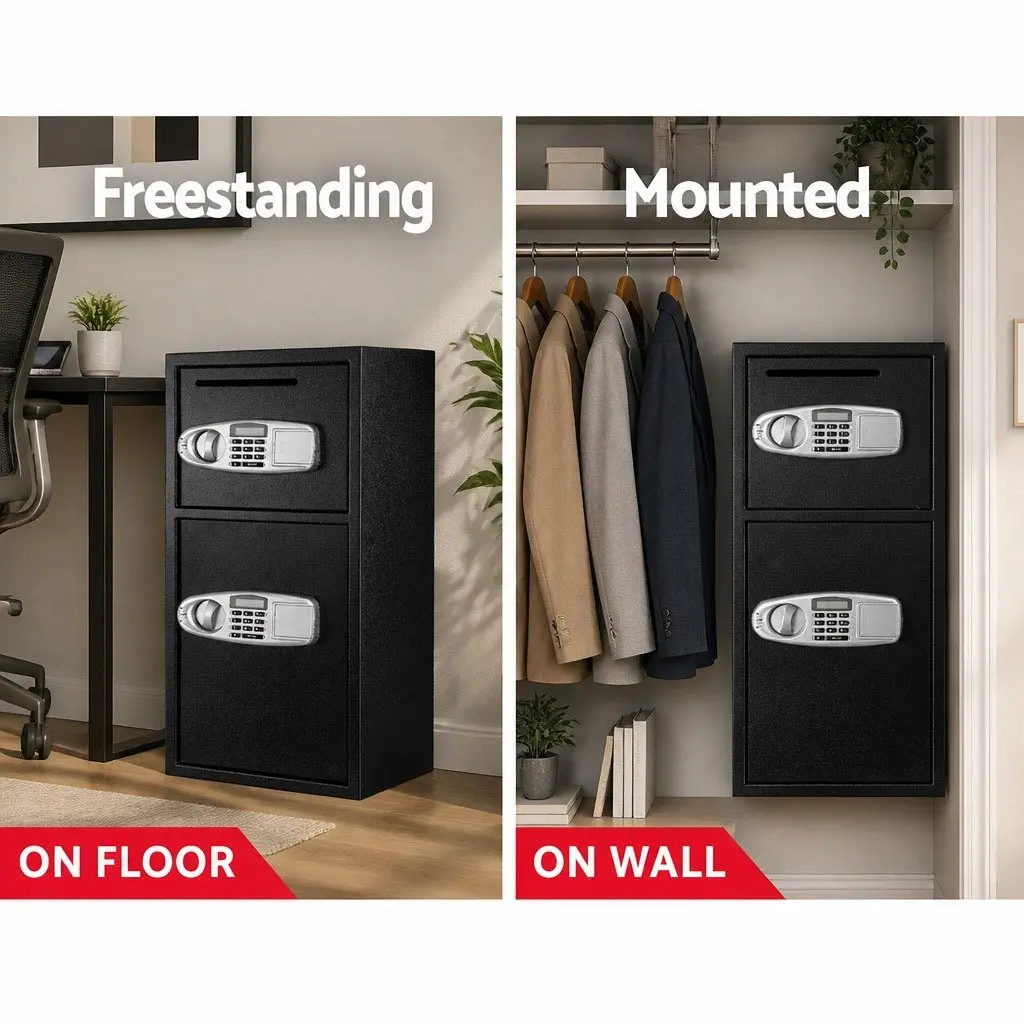 Digital Security Safe Box Steel Double Door 80cm Black