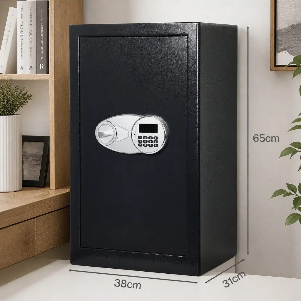 Fireproof Security Safe Digital Keypad Lock 85L Black Steel for Home Office
