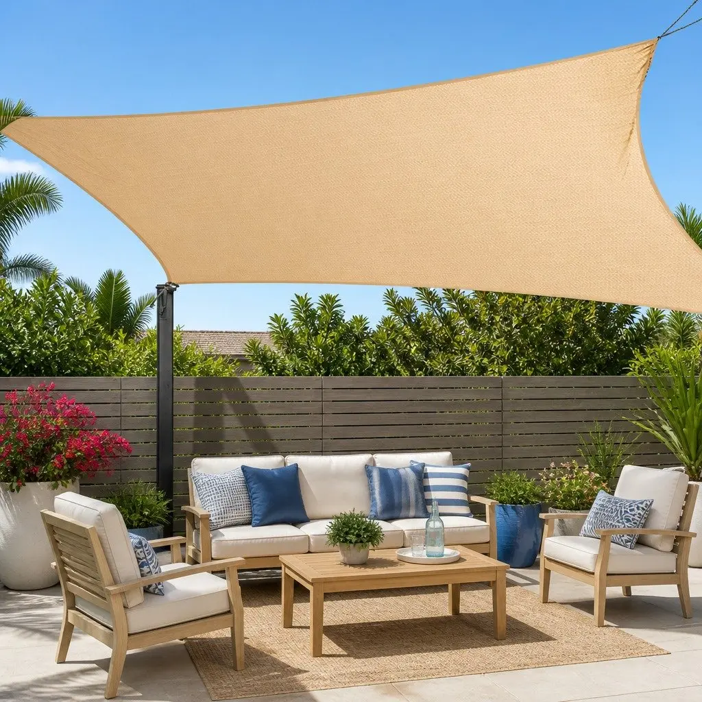 Rectangle Shade Sail Commercial Grade 2x4m Sand Beige UV Protection Outdoor