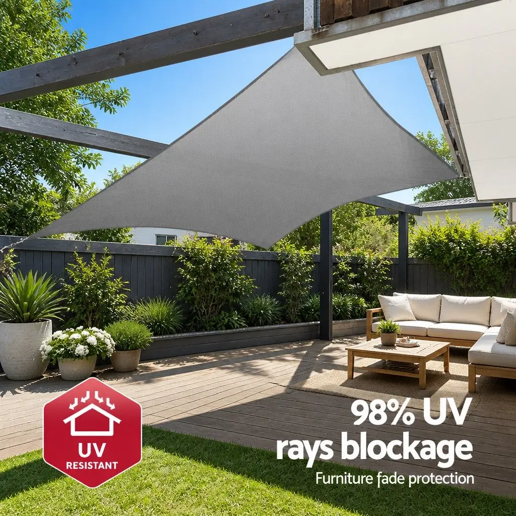 Shade Sail Cloth Rectangle 3x4m Grey UV Protection Outdoor Canopy