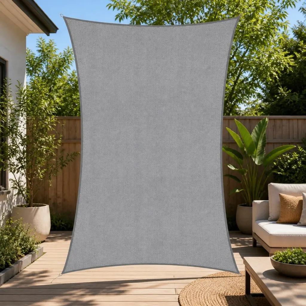 Rectangle Shade Sail Canopy 4x7m Grey Polyethylene Fabric UV Protection