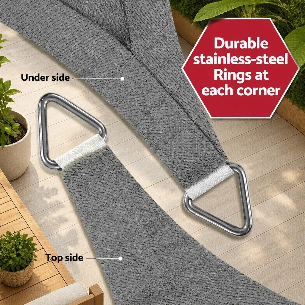 Rectangle Shade Sail Canopy 4x7m Grey Polyethylene Fabric UV Protection
