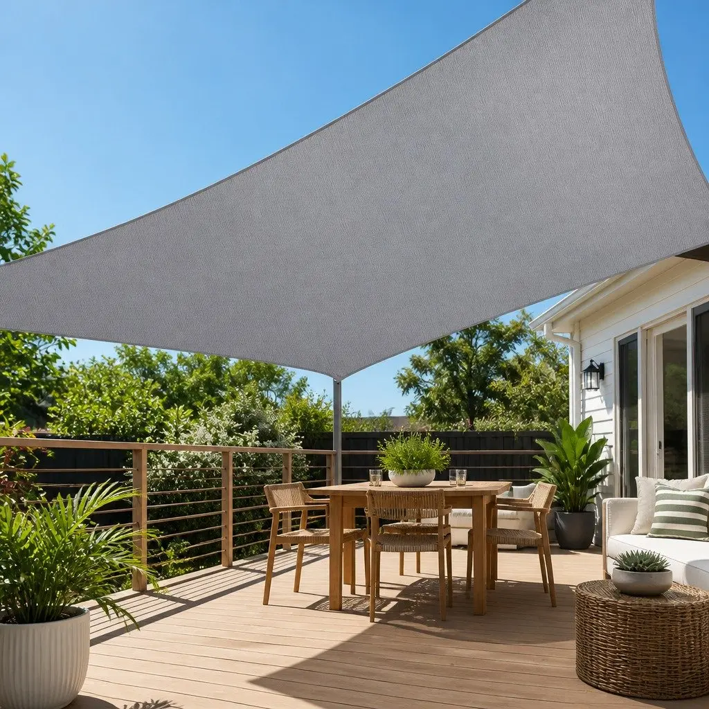 Rectangle Shade Sail Canopy 4x7m Grey Polyethylene Fabric UV Protection