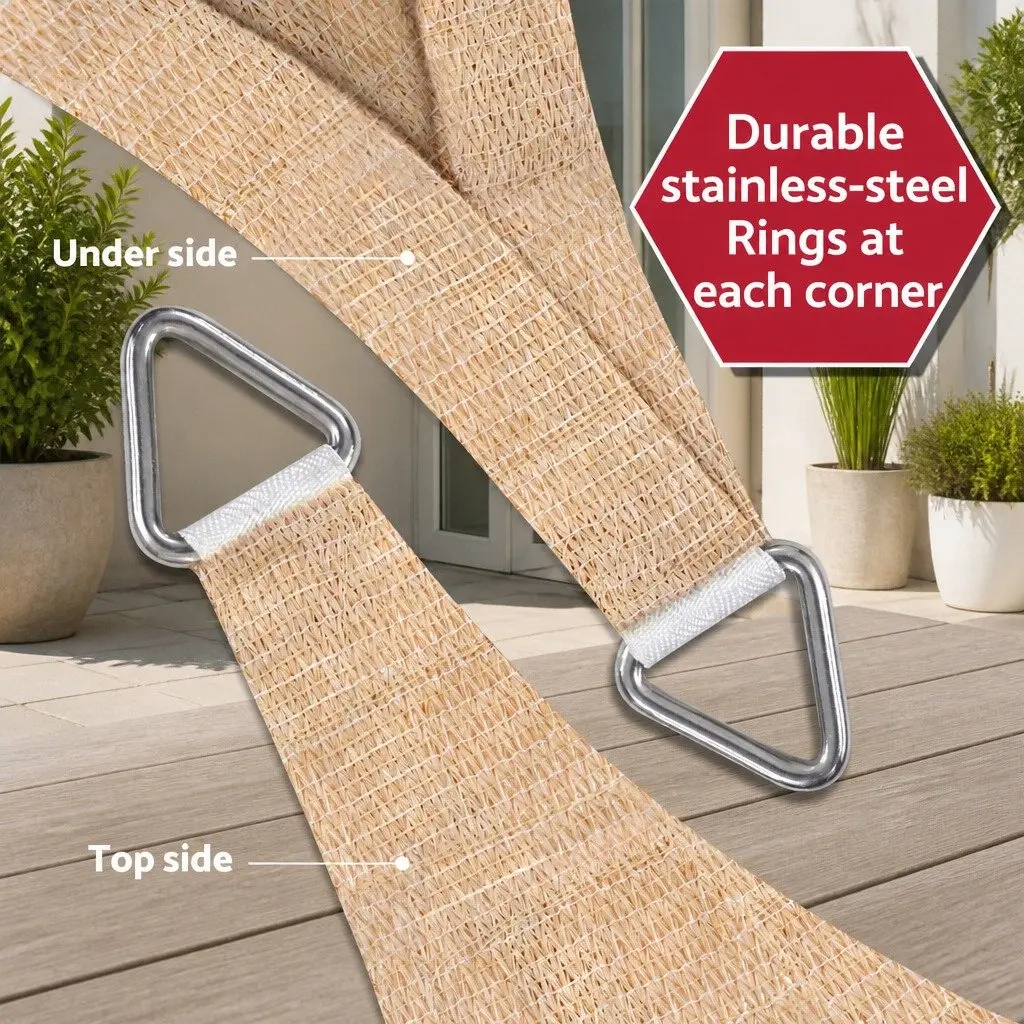 Rectangular Shade Sail Canopy Polyethylene Fabric 5x9M Beige UV Block Outdoor Sun Shelter