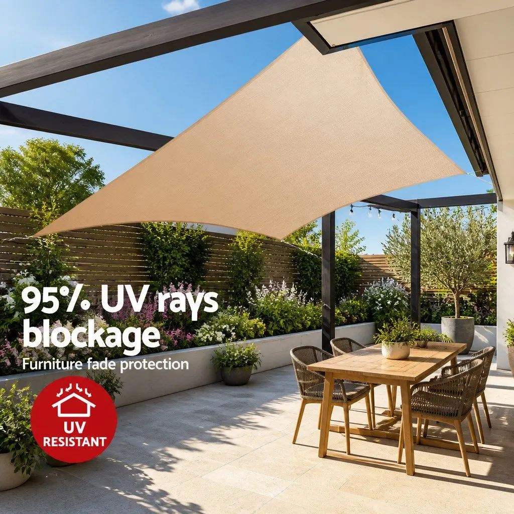 Rectangle Shade Sail Polyethylene 3x6m Sand Beige UV Protection Outdoor