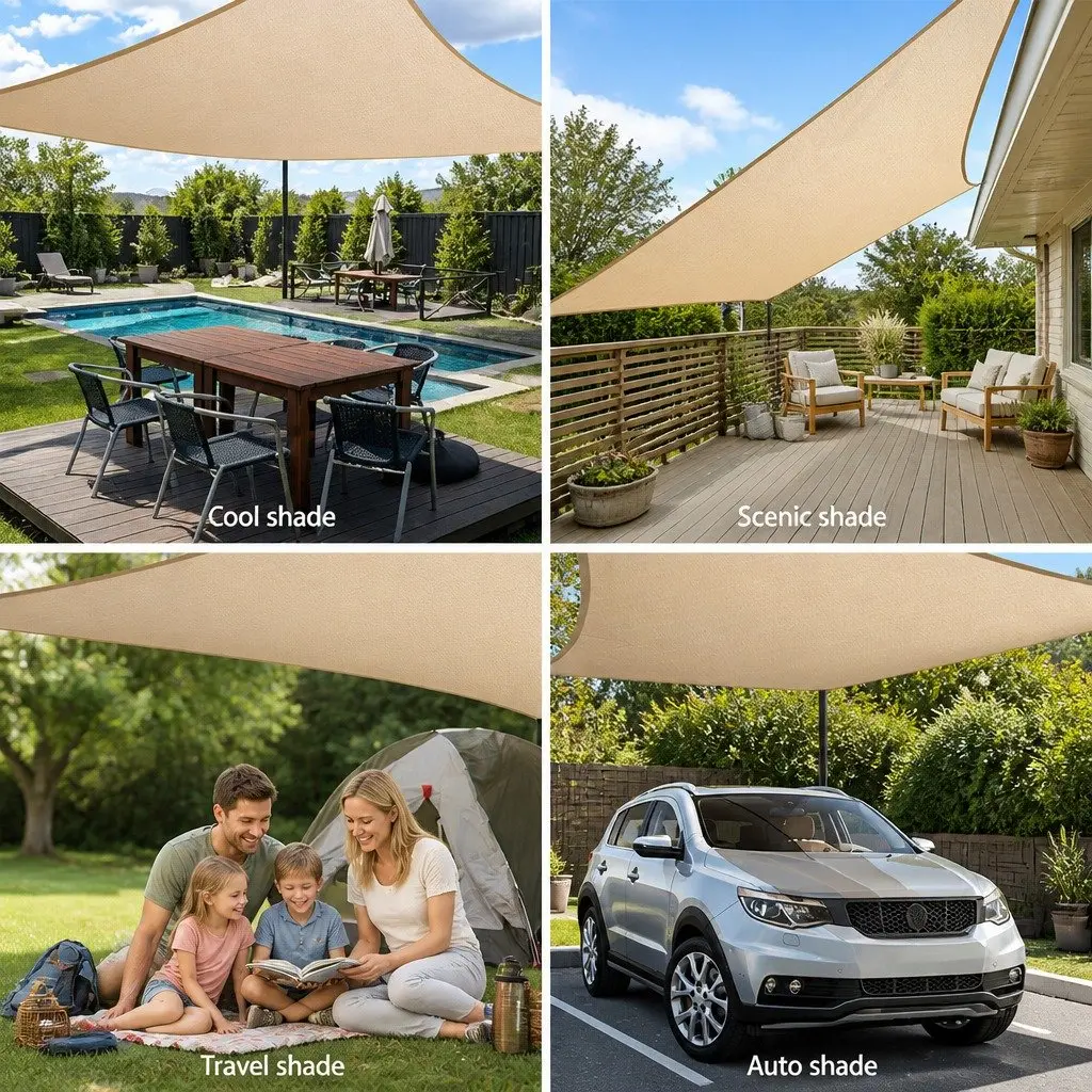 Shade Sail Rectangle 3x4m Commercial Grade UV Block Sand Outdoor Garden Patio Sunshade Cloth