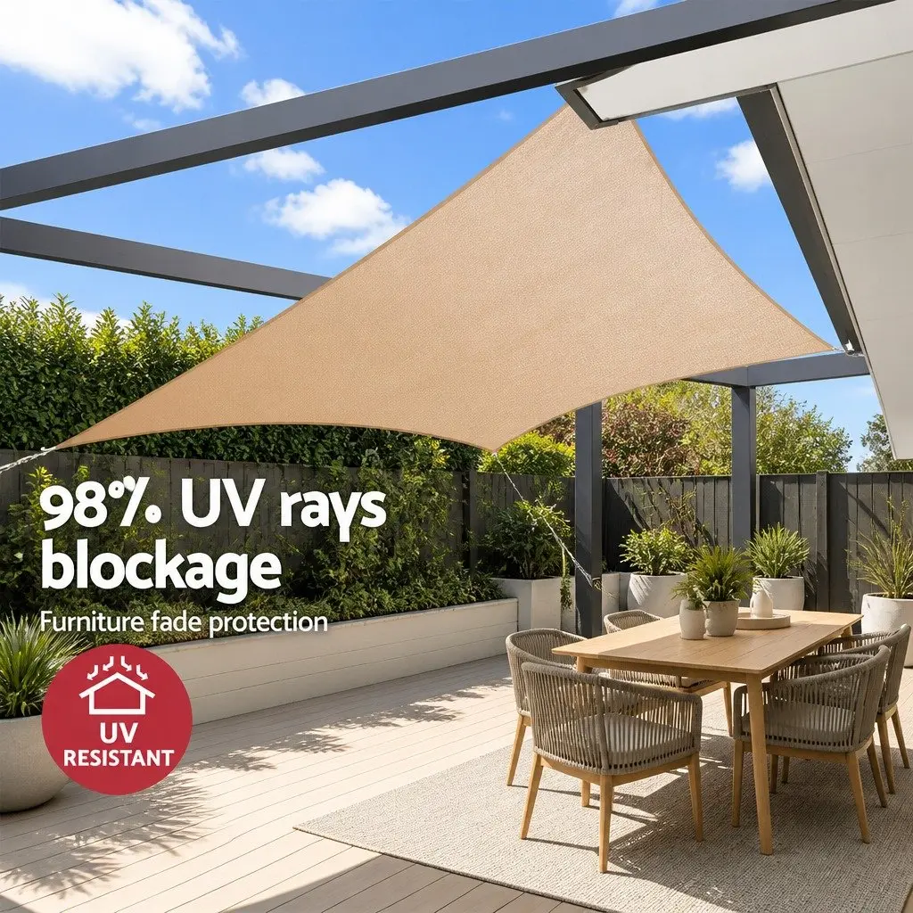 Shade Sail Rectangle 3x4m Commercial Grade UV Block Sand Outdoor Garden Patio Sunshade Cloth