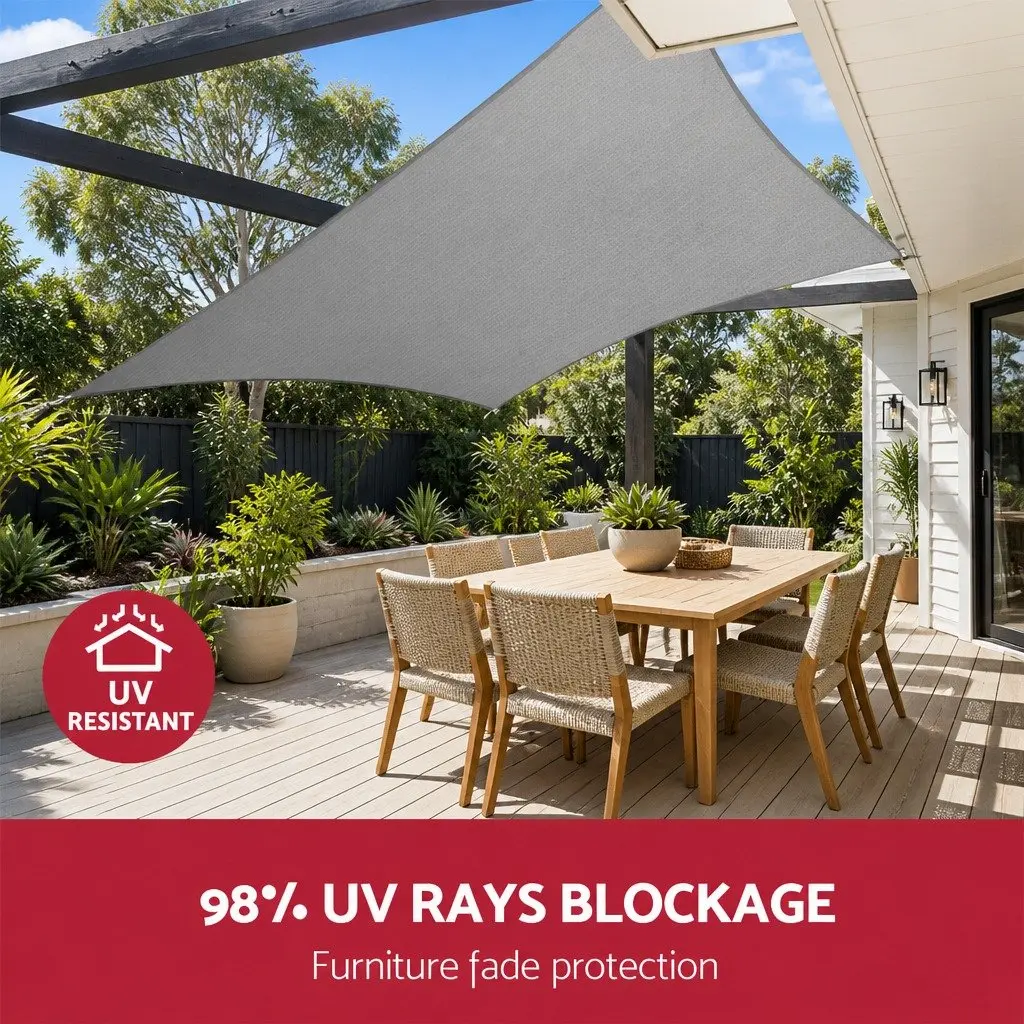 Shade Sail Rectangle 3x5m Grey 280GSM UV Protection Outdoor Garden Patio