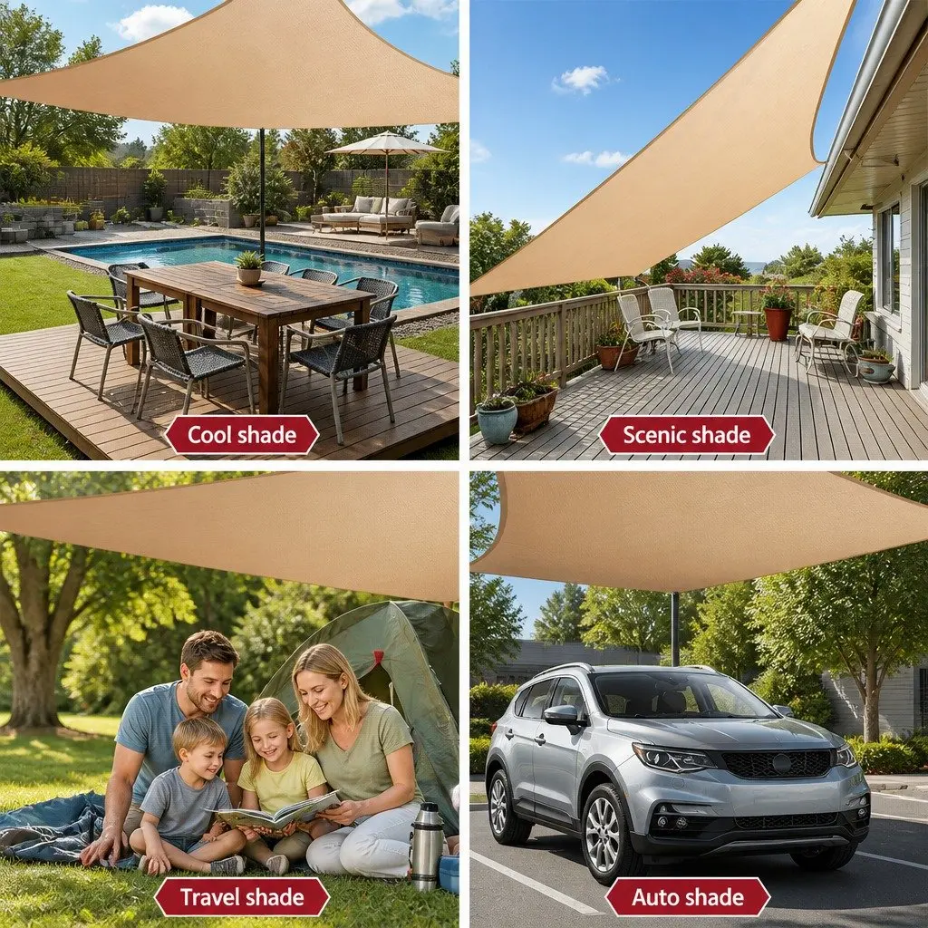 Rectangle Shade Sail 3x6m Sand UV Protection Outdoor