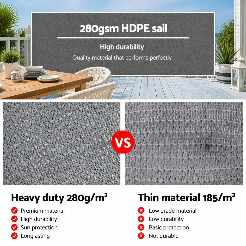 Shade Sail 4x5m Rectangle Grey UV Protection Outdoor Patio Pool Garden Sunshade