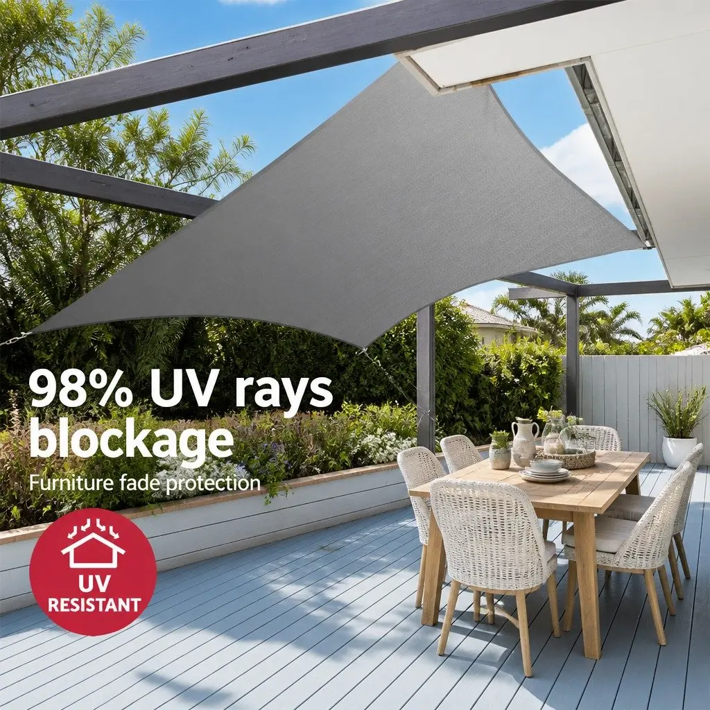 Shade Sail 4x5m Rectangle Grey UV Protection Outdoor Patio Pool Garden Sunshade