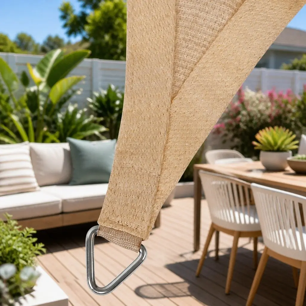 Shade Sail Commercial Grade Polyethylene Fabric 4x5m Rectangle Sand Beige