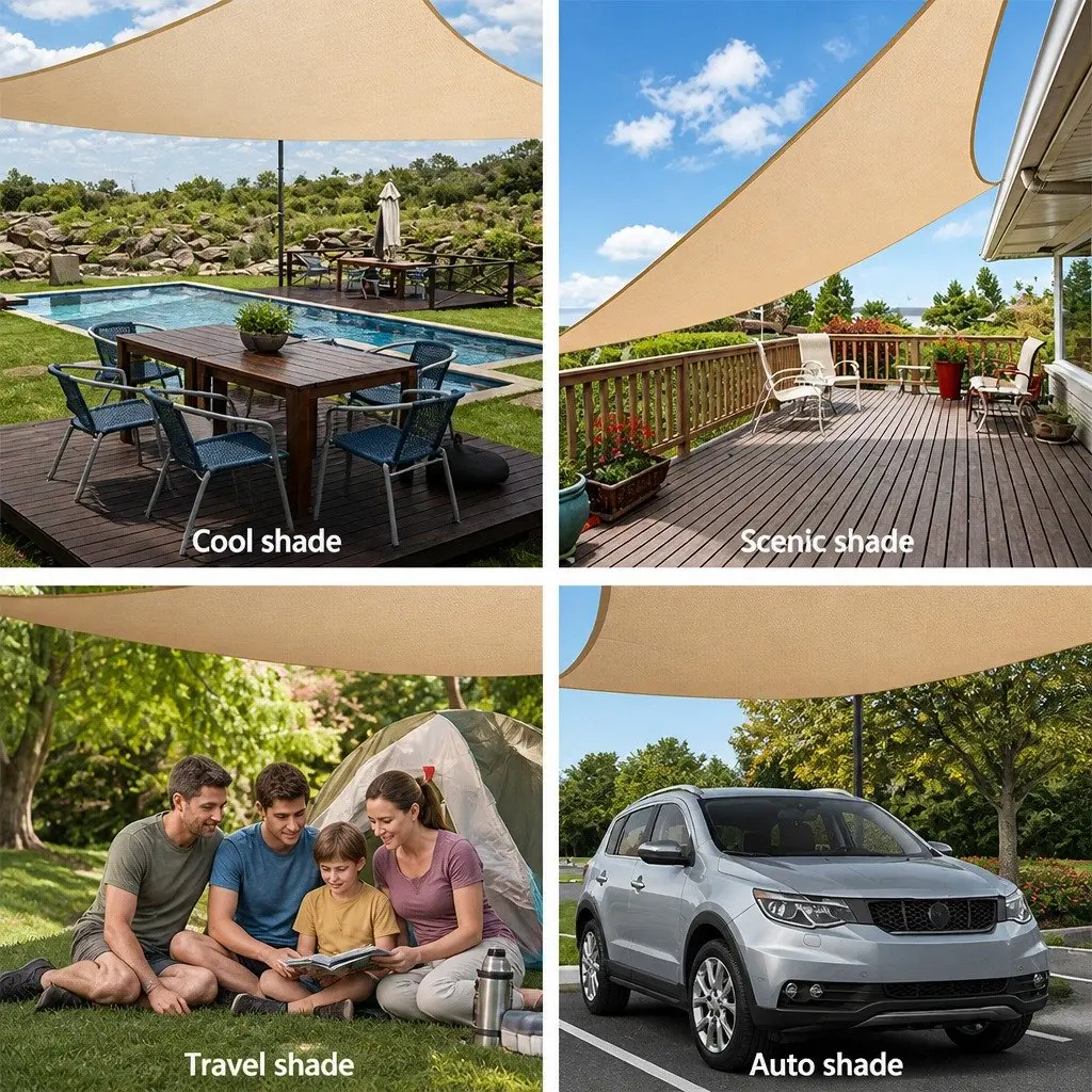 Shade Sail Commercial Grade Polyethylene Fabric 4x5m Rectangle Sand Beige