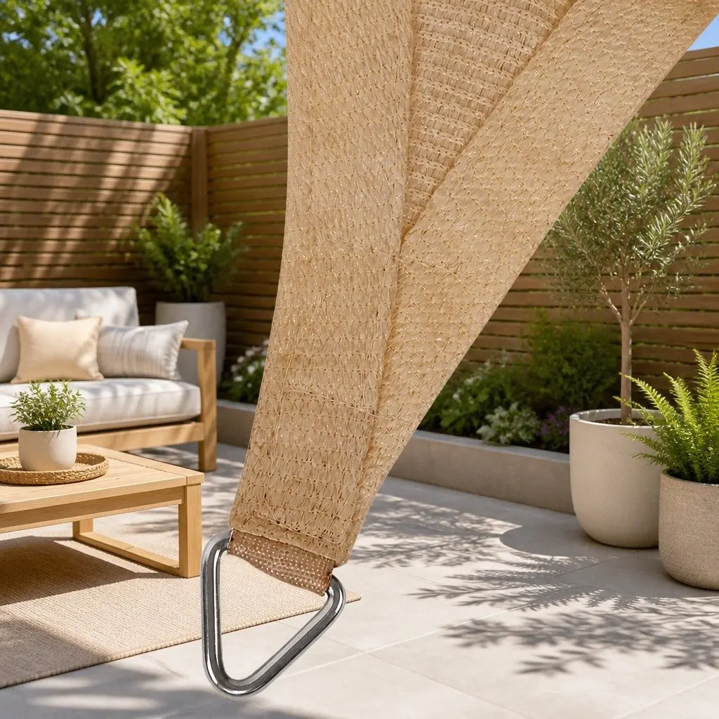Rectangle Shade Sail 4x6m Commercial Grade Polyethylene Sand Beige UV Protection Outdoor Patio Pool Garden Sunshade Cloth