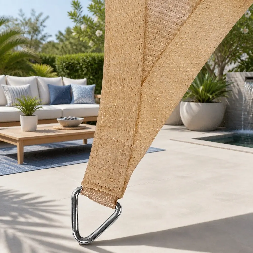 Shade Sail Polyethylene Fabric 5x5m Square Sand UV Protection Outdoor