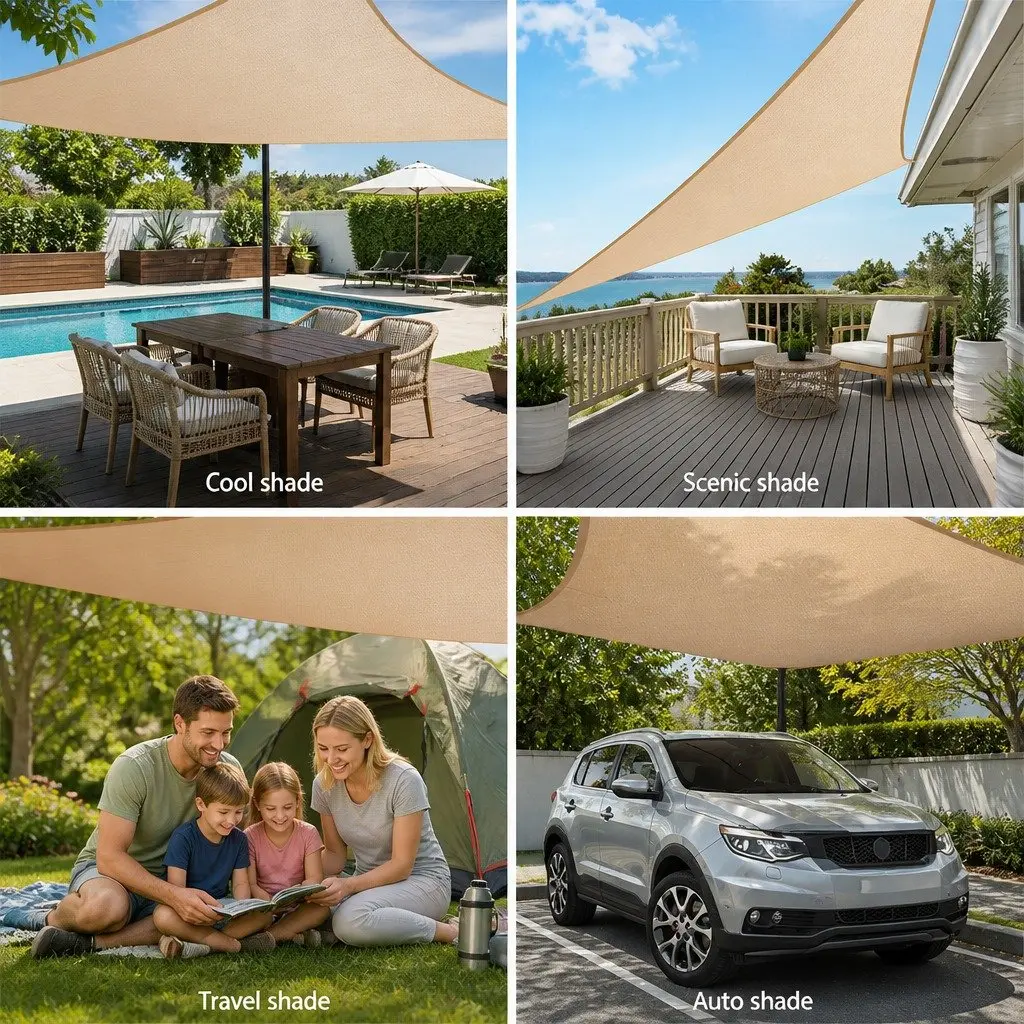 Shade Sail Polyethylene Fabric 5x5m Square Sand UV Protection Outdoor