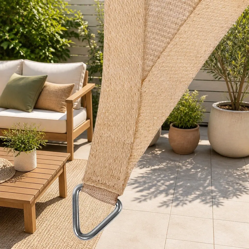 Shade Sail Rectangle 5x6m Sand Breathable UV Protection Outdoor