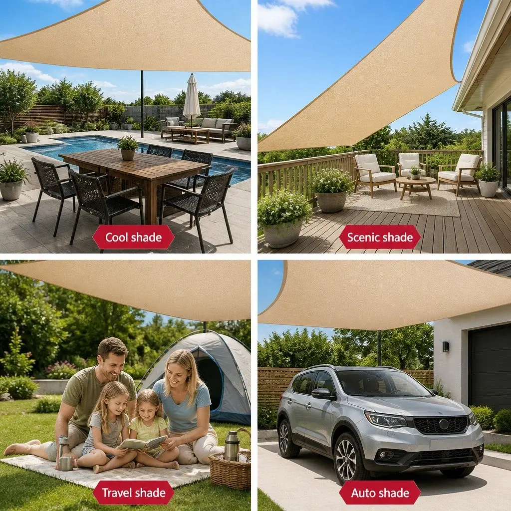 Shade Sail Rectangle 5x6m Sand Breathable UV Protection Outdoor