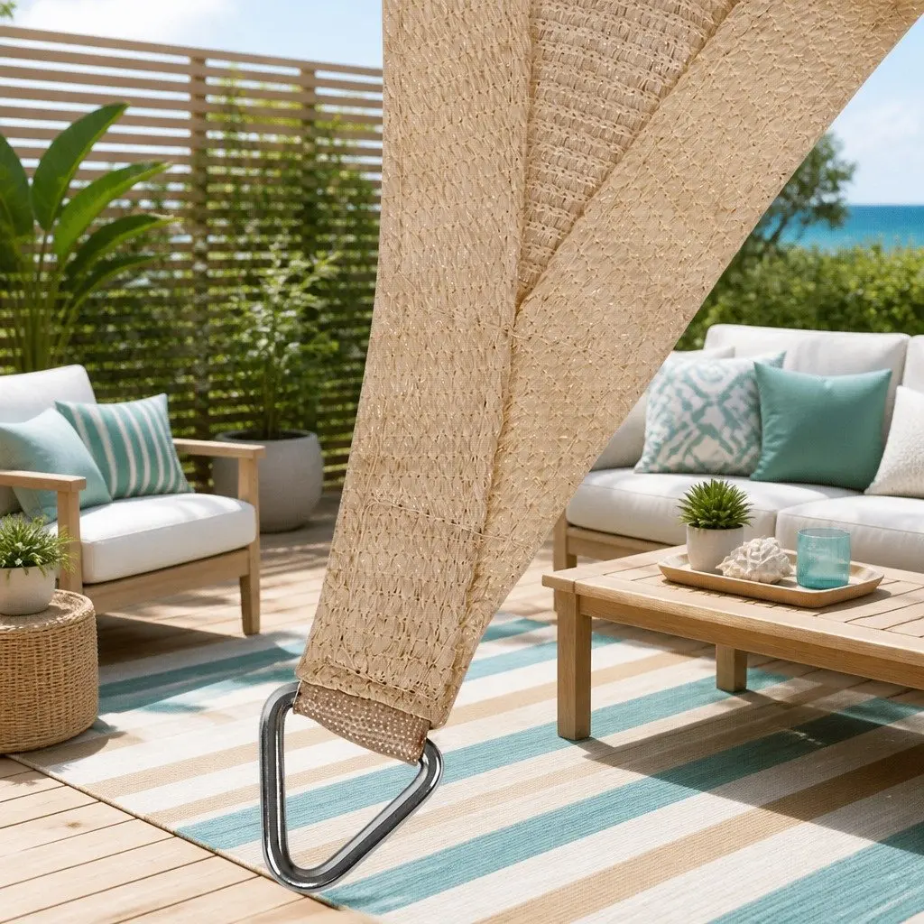 Shade Sail Rectangle 6x7m 280GSM UV Protection Sand Outdoor Patio Pool Deck