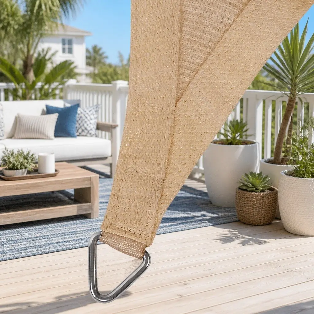 Rectangle Shade Sail Commercial Grade 2x4m Sand UV Protection Weather Resistant