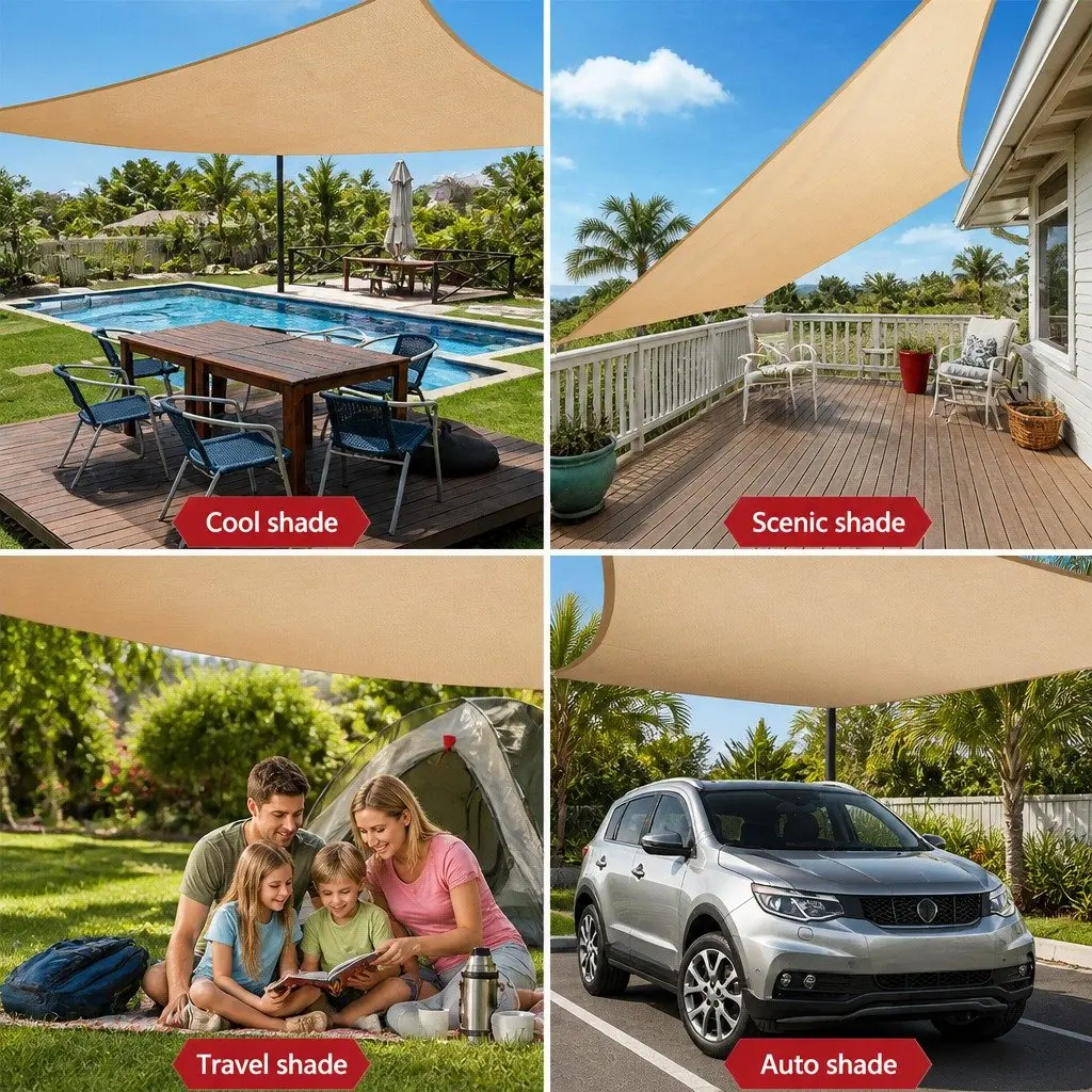 Rectangle Shade Sail Commercial Grade 2x4m Sand UV Protection Weather Resistant