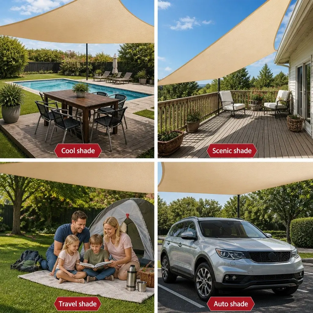 Shade Sail Waterproof Rectangle 3x4m Sand