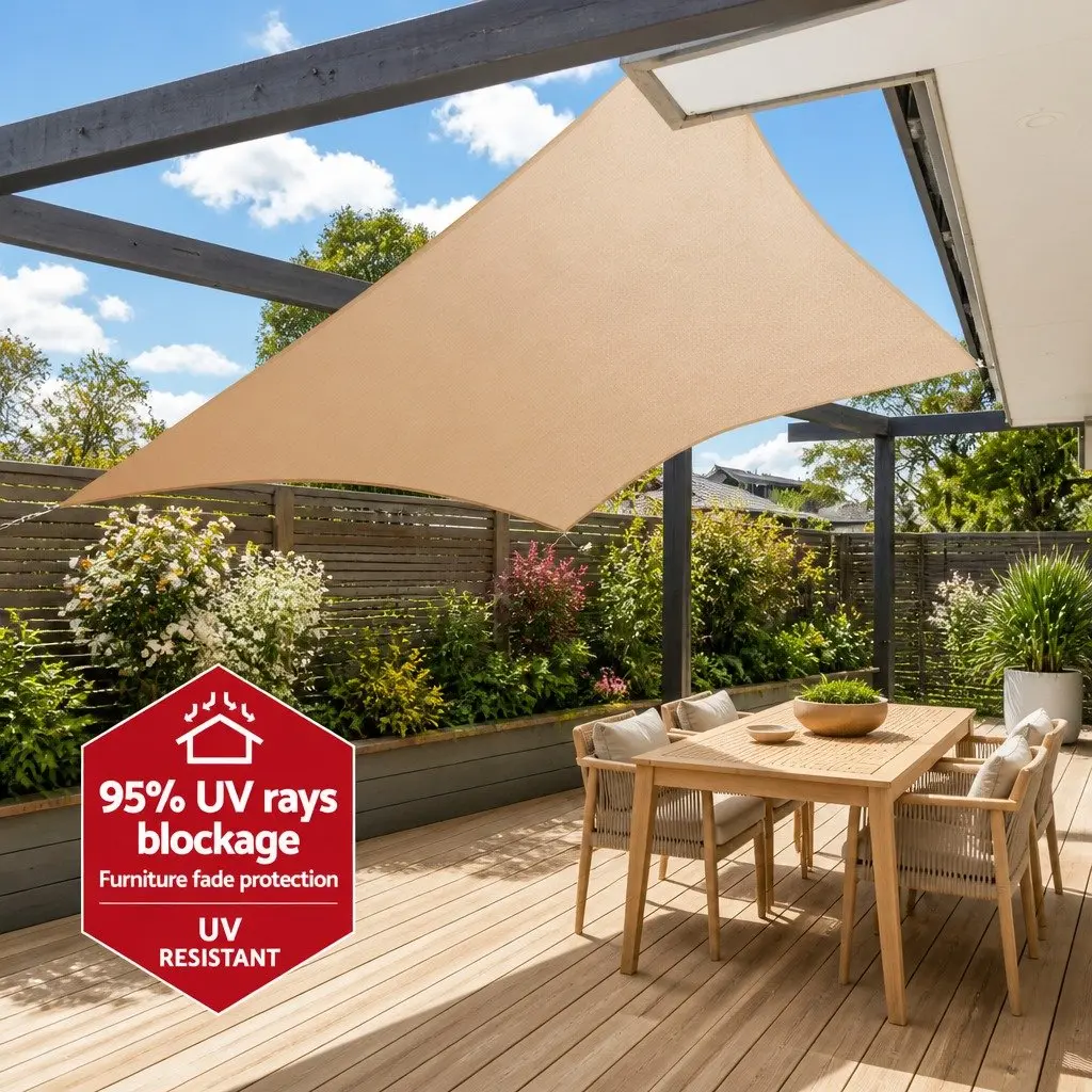 Shade Sail Waterproof Rectangle 3x4m Sand