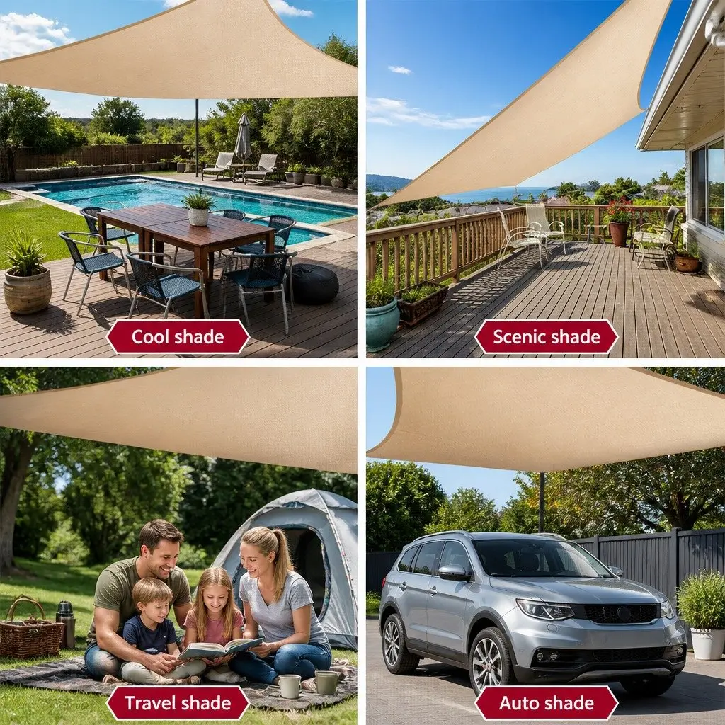 Shade Sail Waterproof Rectangle 3x5m Sand UV Protection