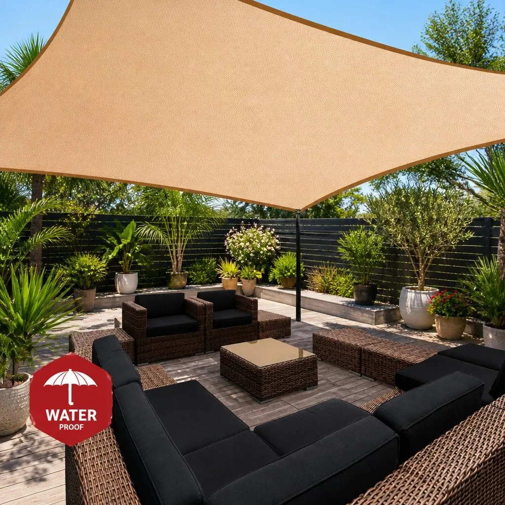 Shade Sail Waterproof Rectangle 3x5m Sand UV Protection