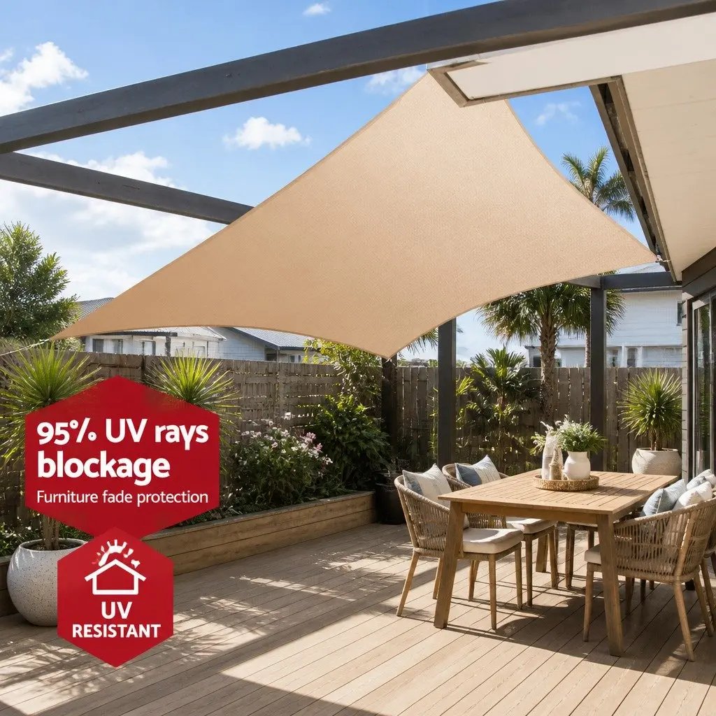 Shade Sail Waterproof Rectangle 3x5m Sand UV Protection