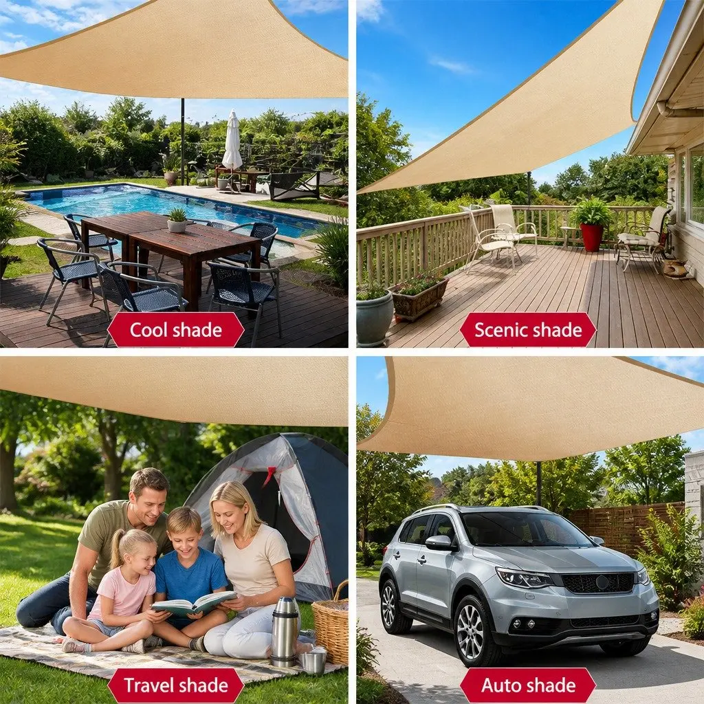 Rectangle Shade Sail Waterproof 4x5m Sand Beige UV Protection Outdoor