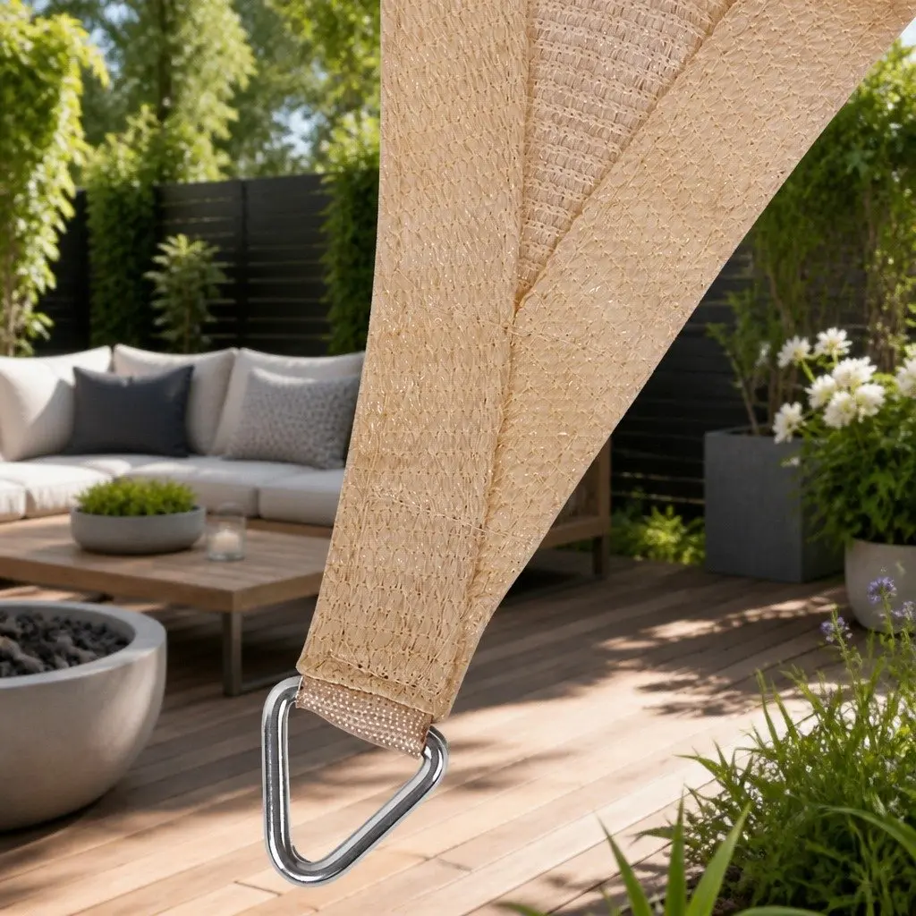 Shade Sail Waterproof Polyester 5x5x5m Triangle Sand Beige