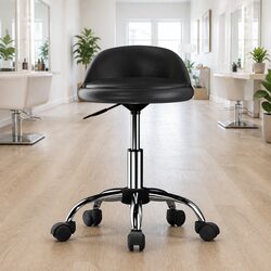 Salon Stool Swivel Chair with Backrest Adjustable Height Black Barber Tattoo