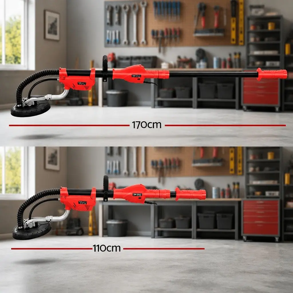 Drywall Sander 800W Extendable Arm 1.6m Black Red 6 Speed Control