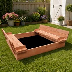 90cm Wooden Sandbox for Outdoor Play and Family Fun